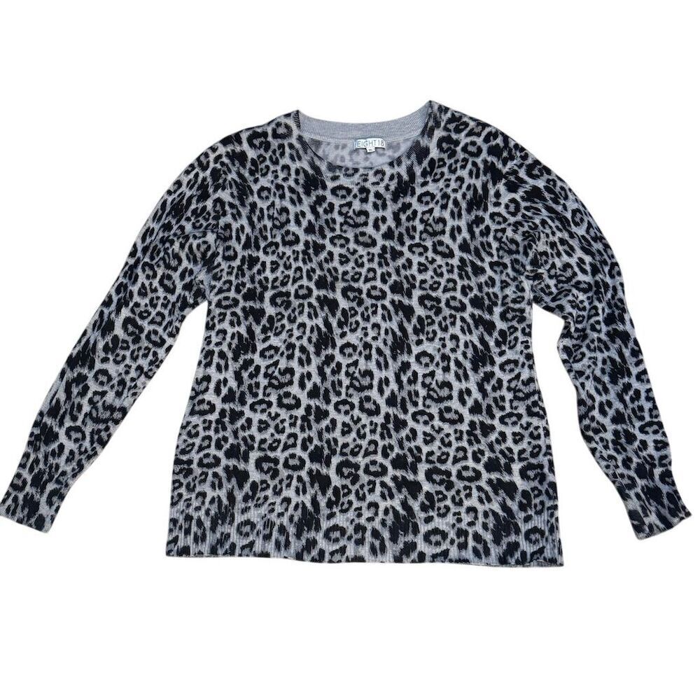 EUC Eight 18 Women's XL Black Animal Print Pullover Sweater